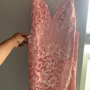 pink long prom press. cross strap